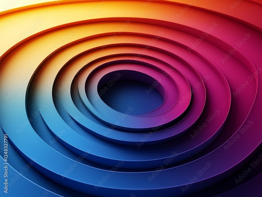 Fototapeta premium Vibrant Rainbow Concentric Circles Abstract Geometric Background Design