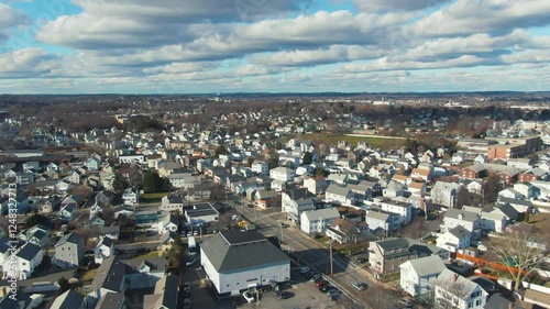 Beautiful township in USA, aerial drone panoramic view photo