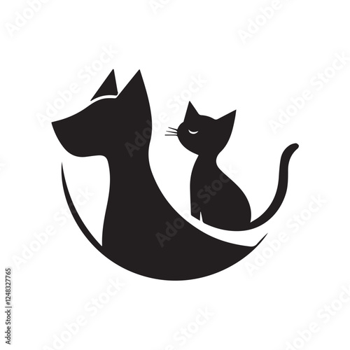 Dog and Logo, High-Quality Scalable Vector Design, Isolated on White Background, Easy to Use and Versatile.