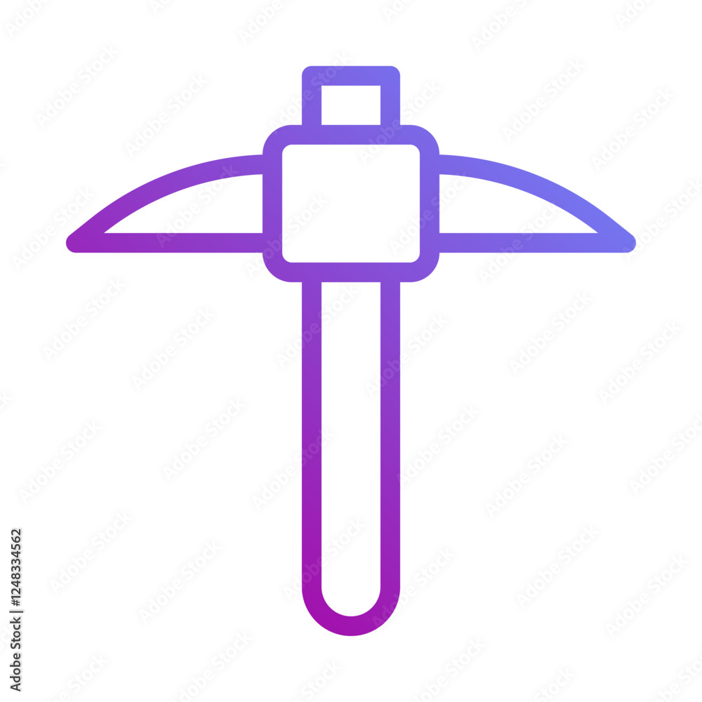 Gradient Pickaxe Mining Tool Icon Illustration