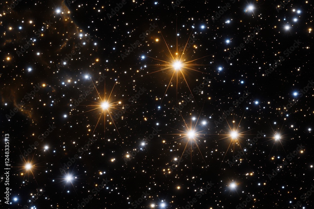 Stars shining in the immensity of the dark universe, creating an awe inspiring cosmic landscape Stars shining in the immensity of the dark universe, creating an awe inspiring cosmic landscape