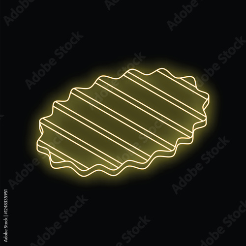 Neon yellow empty grill glowing on black background