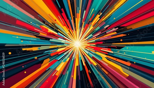 Exploding Light Speed Rays - High-Energy Burst of Colorful Streaks Creating a Dynamic Abstract Motion for Sci-Fi, Tech, and Futuristic Designs