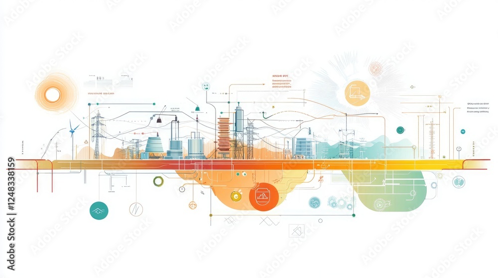 Obraz premium Dynamic Energy Landscape with Modern Infrastructure and Technology