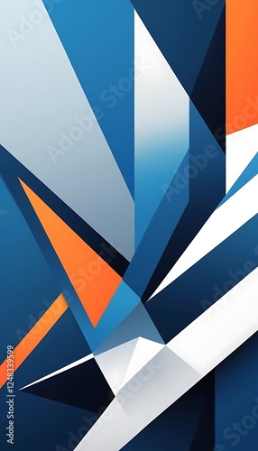 Wallpaper Mural Abstract Geometric Design Blue Orange White Shapes Torontodigital.ca