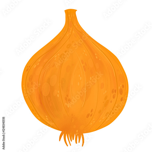 Raster illustration of a onion on a white background. Modern fashion illustration for cafes, restaurants, menus, fabrics, websites