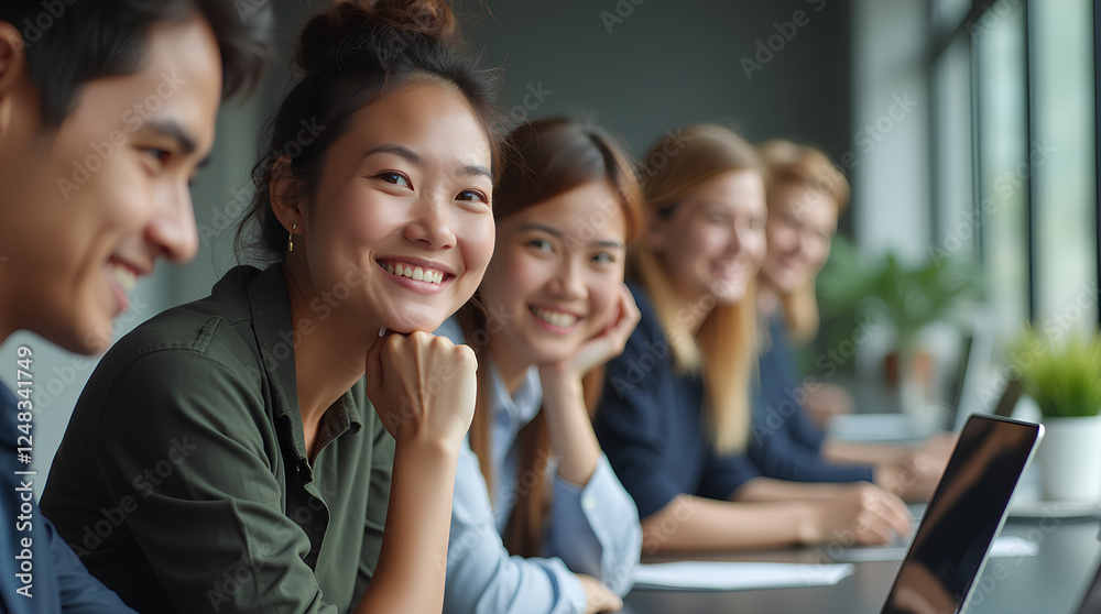 Obraz premium portrait of cheerful business people in the office