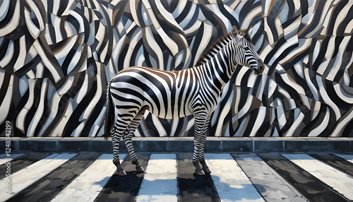 Ai generative Painting Art Digital Zebras camouflage themselves