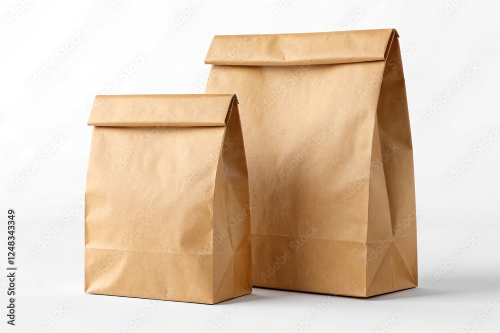 Two brown paper bags isolated on white background Two brown paper bags isolated on white background