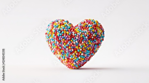 Colorful heart made of tiny sweet candies