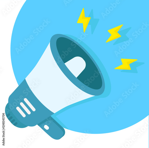 blue megaphone broadcast speaker icon vector cartoon illustration