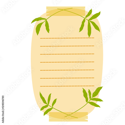 Sticky Note with Leaf Decoratioon