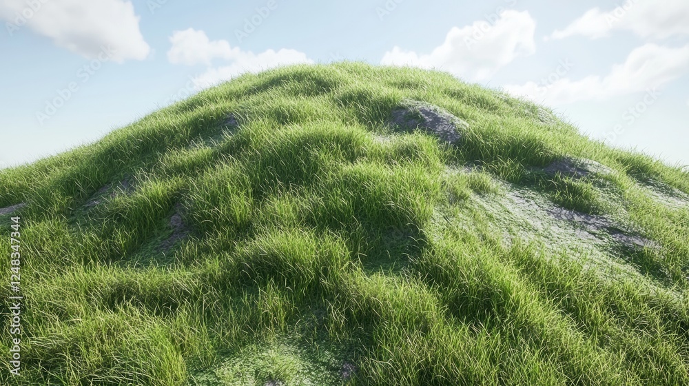 Lush Green Hill with Rolling Grass Under Bright Blue Sky Lush Green Hill with Rolling Grass Under Bright Blue Sky