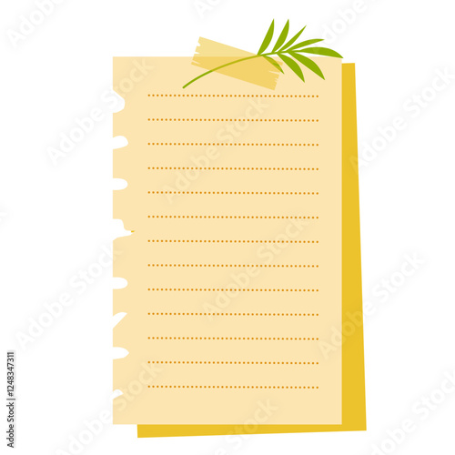 Sticky Note with Leaf Decoratioon