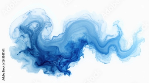 Abstract Blue and White Ink Swirl