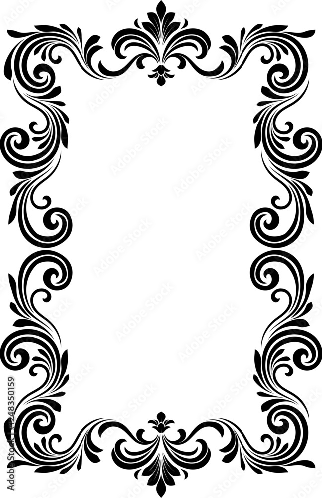 A filigree heraldic crest motif floral pattern border frame. Original design in a vintage style. A filigree heraldic crest motif floral pattern border frame. Original design in a vintage style.
