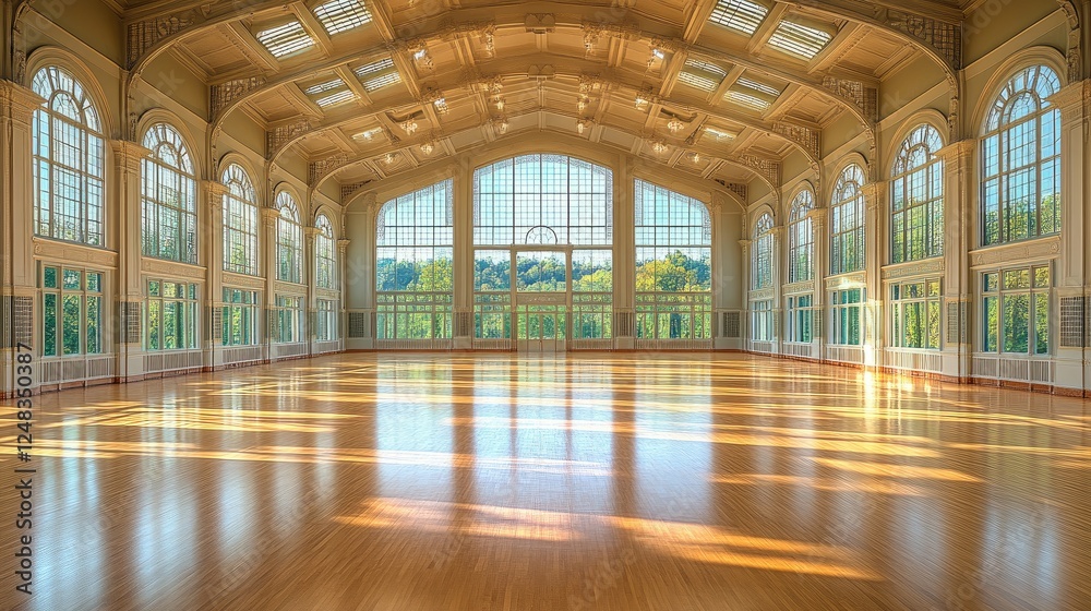 Sunlight Streams Through Grand Ballroom Windows Sunlight Streams Through Grand Ballroom Windows