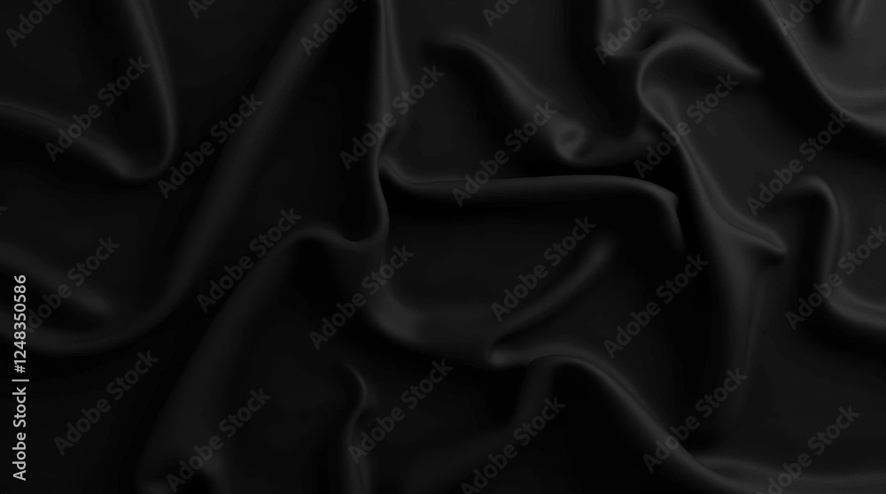 Obraz premium Smooth Black Satin Fabric with Subtle Light Reflections