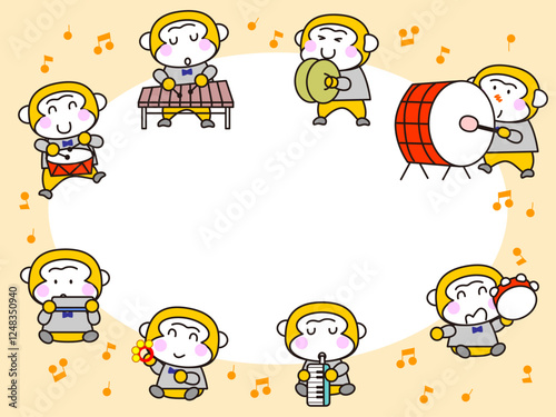 かわいいサルの音楽会フレーム