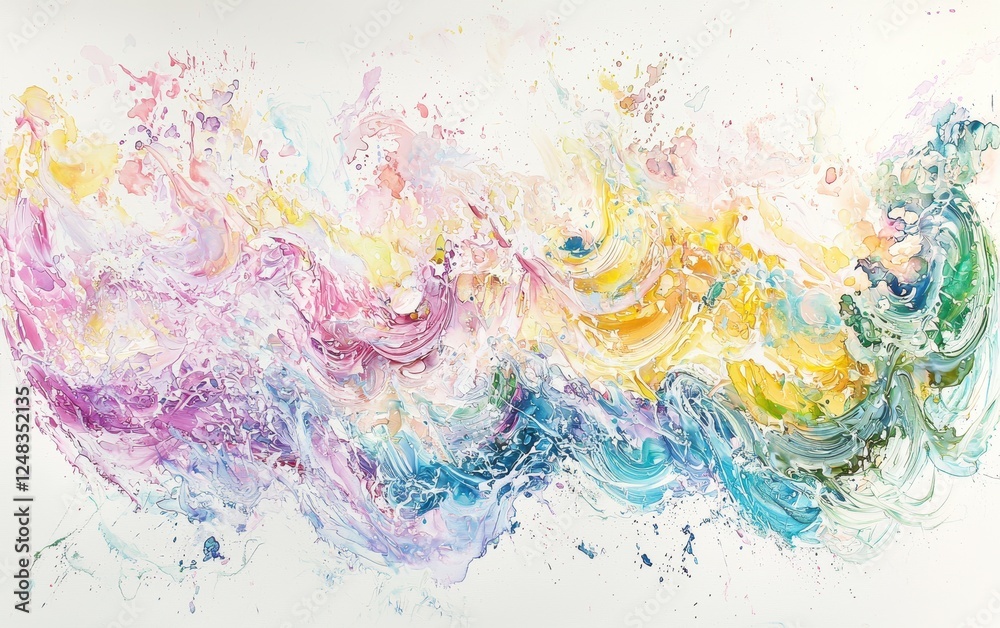 Artistic splashes of pastel ink gently swirling over a creamy white backdrop for Easter Artistic splashes of pastel ink gently swirling over a creamy white backdrop for Easter
