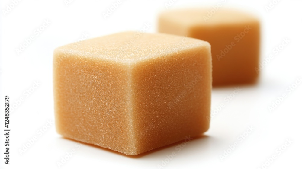 Brown Sugar Cubes on White Background for Culinary Use and Recipes Brown Sugar Cubes on White Background for Culinary Use and Recipes