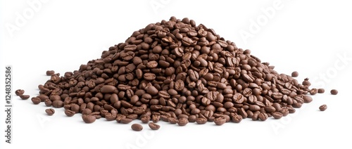 Coffee Beans Pile on White Background