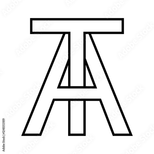 Logo sign ta at icon, double letters logotype t a