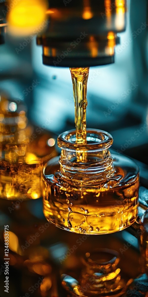 Macro shot of gasoline droplets being purified, highlighting intricate details and vibrant colors in the process. Macro shot of gasoline droplets being purified, highlighting intricate details and vibrant colors in the process.