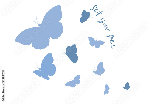 butterfy flying shape vector design.love  yourself message with watercolor butterfly vector margarita mariposa stationery,mug,t shirt,phone case fashion slogan style spring summer sticker 