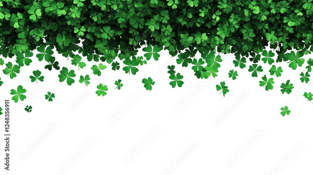 Lush Green Clover Leaves with Vibrant Background for St. Patrick's Day Celebrations and Festive Decorations in Fresh Nature Theme Lush Green Clover Leaves with Vibrant Background for St. Patrick's Day Celebrations and Festive Decorations in Fresh Nature Theme
