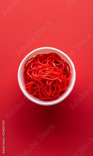 Buldak Instant Red Noodles in Cup, Minimal Liquid View photo