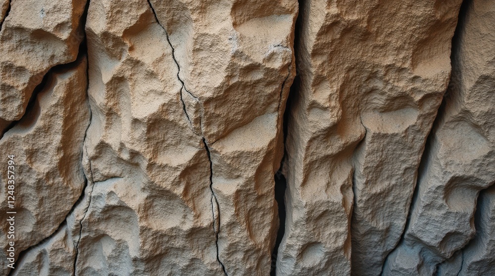 Fototapeta premium Jagged Cliff Face with Deep Earthy Cracks