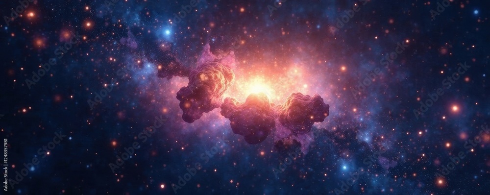 Fototapeta premium Distant star cluster; ethereal glow of ancient light , cosmic, space exploration, ancient light