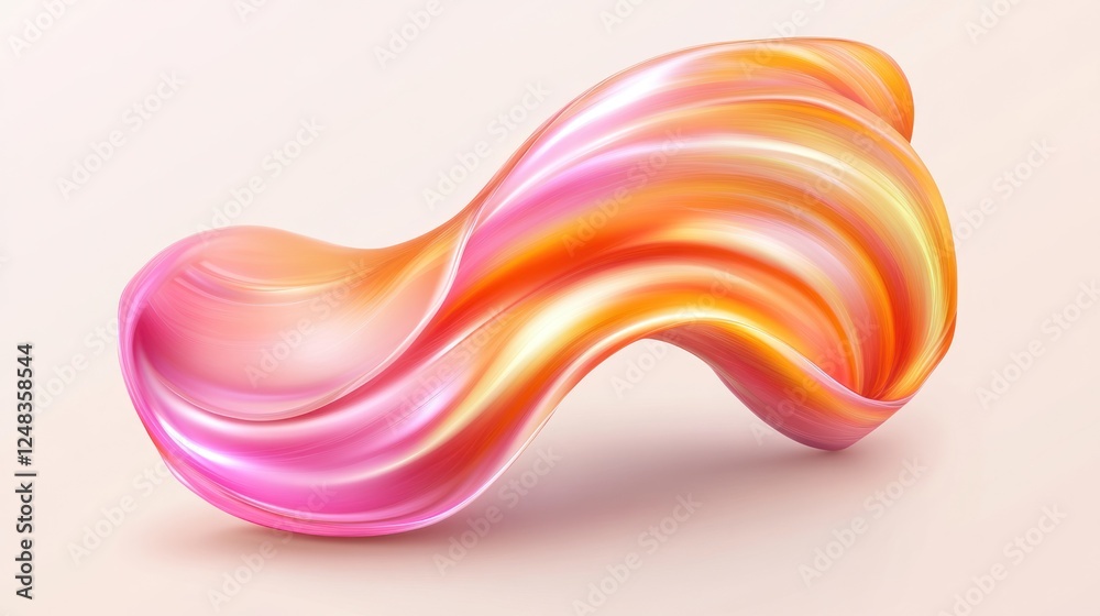 Abstract pink and orange 3D fluid wave form.