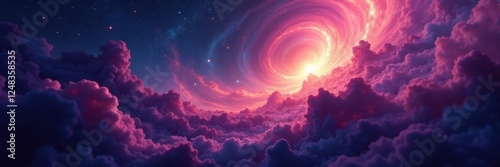 Swirling nebulae, vibrant colors, cosmic dust, galaxy, space, texture