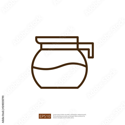 Minimalist Line Icon of a Coffee Pot with Steam Symbolizing Freshly Brewed Beverage in a Clean Modern Design