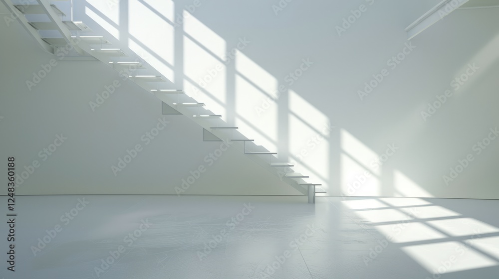 Obraz premium Minimalist Staircase in Sunlit Room