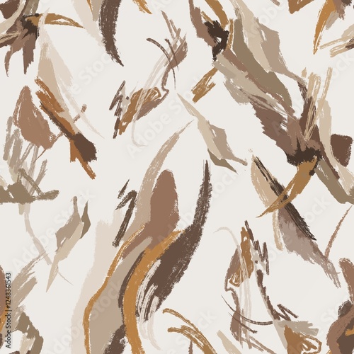 abstract Seamless Pattern with earthy tones of Gray, Orange, Yellow, and Brown, fit for home decor, fashion, stationery, digital design