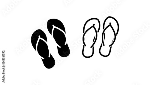 Flip Flops Slippers symbol, black isolated silhouette