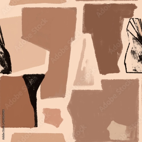 abstract seamless pattern in earthy tones of beige and terracotta ideal for fabric, stationery, or home decor