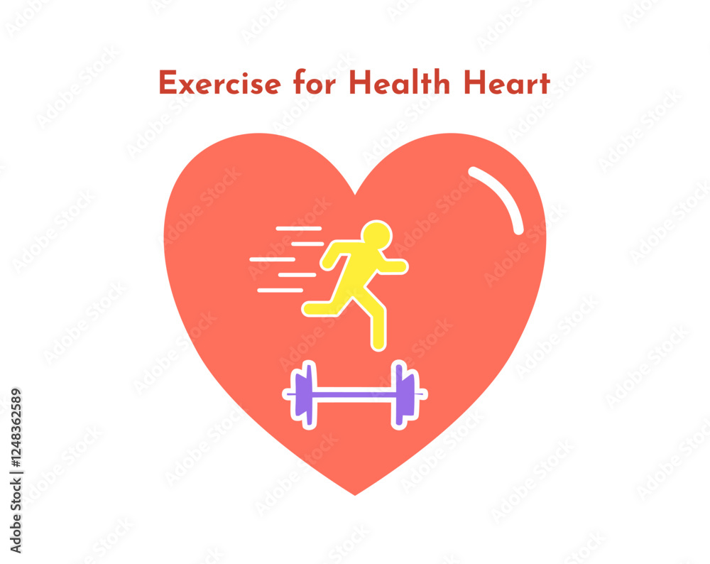 Obraz premium Cardio exercise, sport activity. Healthy lifestyle. Strong healthy heart vector illustration