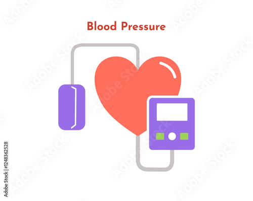 Blood Pressure Measurement vector illustration. Blood, pressure, measurement, sphygmomanometer, cuff, health, monitor on white background vector.