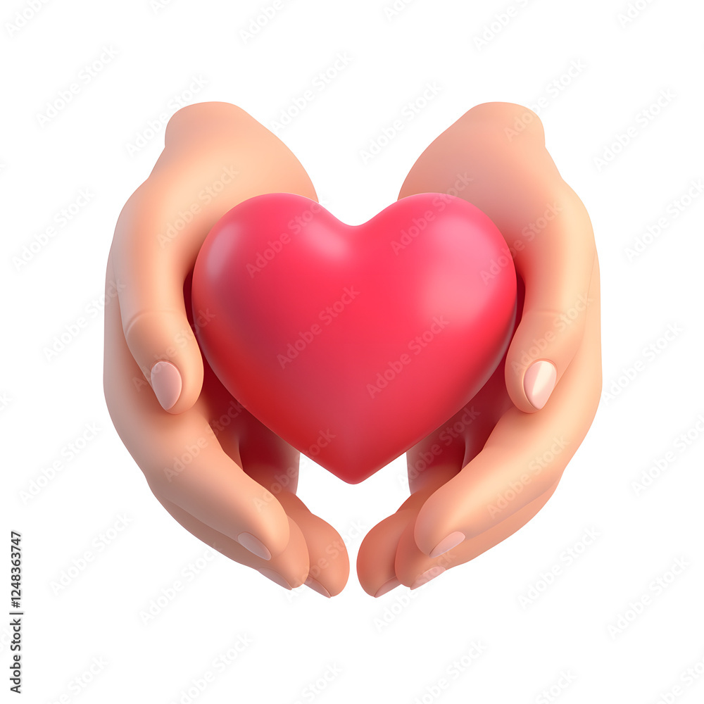 3d icon of hands bolding a heart 3d icon of hands bolding a heart