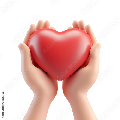 3d rendering icon of both hands holding a heart