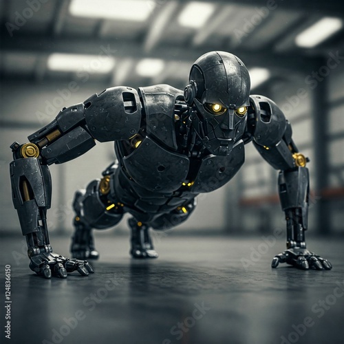 Ein humoider Roboter macht Liegestütze