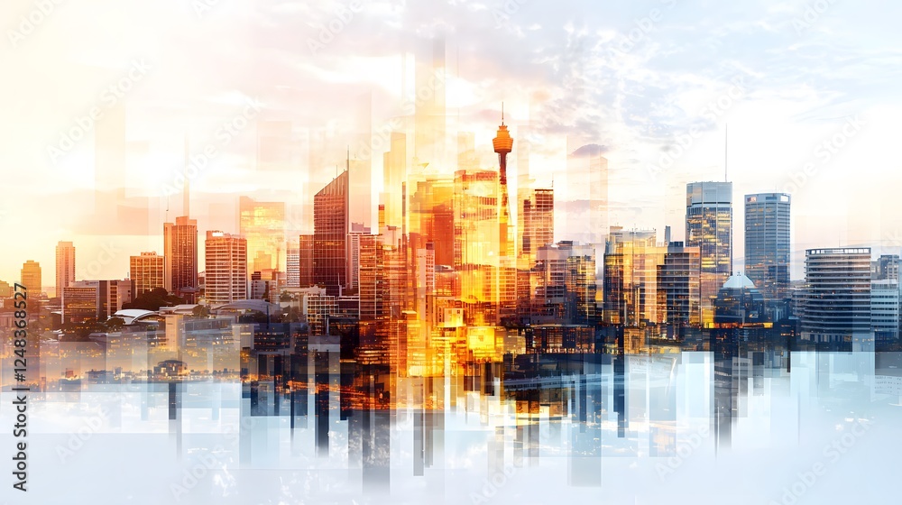 Fototapeta premium Financial hub evolution in johannesburg urban landscape city skyline business concept