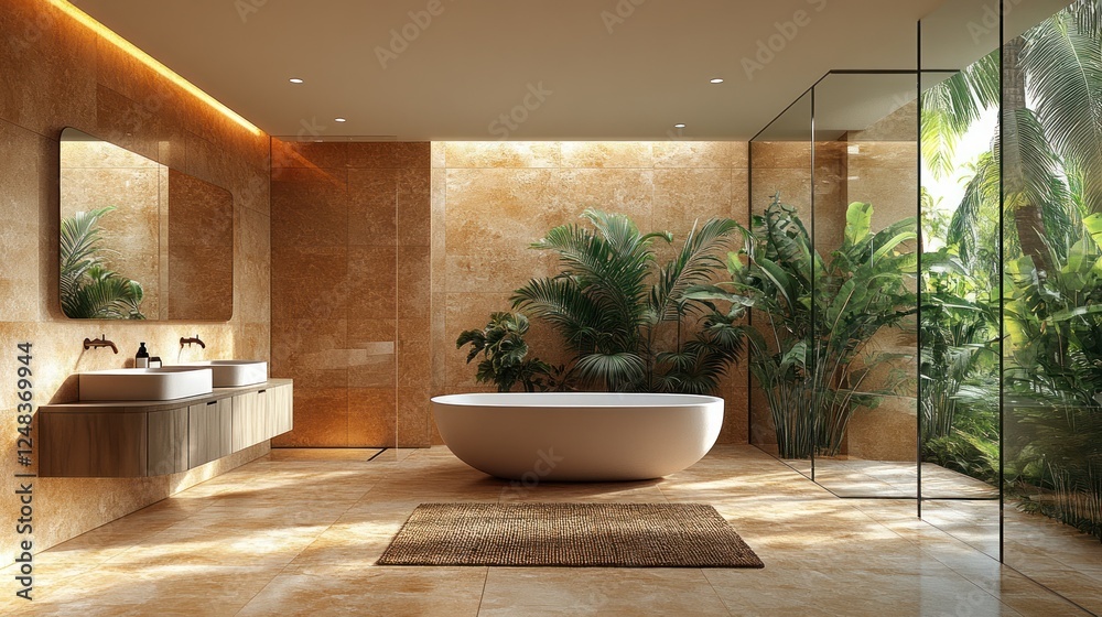 Fototapeta premium Luxurious Tropical Bathroom Design