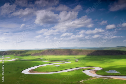 grassland with blue sky in china