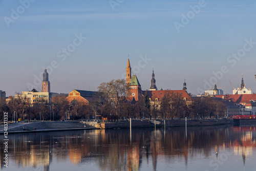 Panorama of Wroclaw, churches on the island of Tumski, Poland