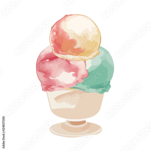 水彩で描いたアイスクリームのイラスト